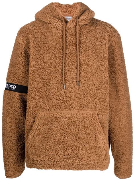 daily paper sherpa captain branded panel relaxed fit fleece hoody  foxtrot brown modesens