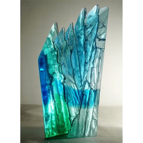 Contemporary Glass Sculpture Blue Cliff By Crispian
