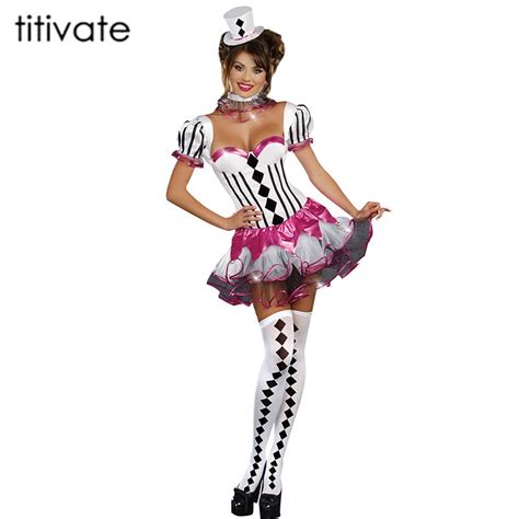 titivate halloween costumes women circus clown costume naughty