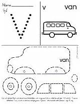 Van Letter Coloring Activities Printable Craft Worksheets Transportation Land School Pages Handwriting Posters Ws First sketch template