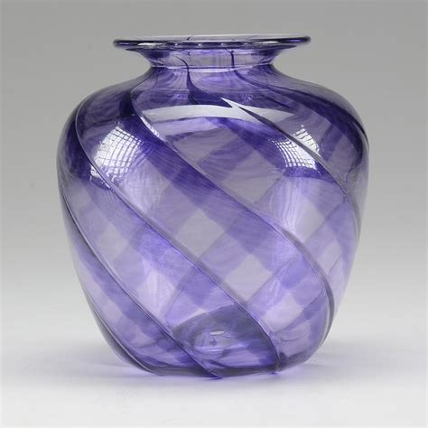 Rod Sounik Signed Purple Art Glass Vase Ebth