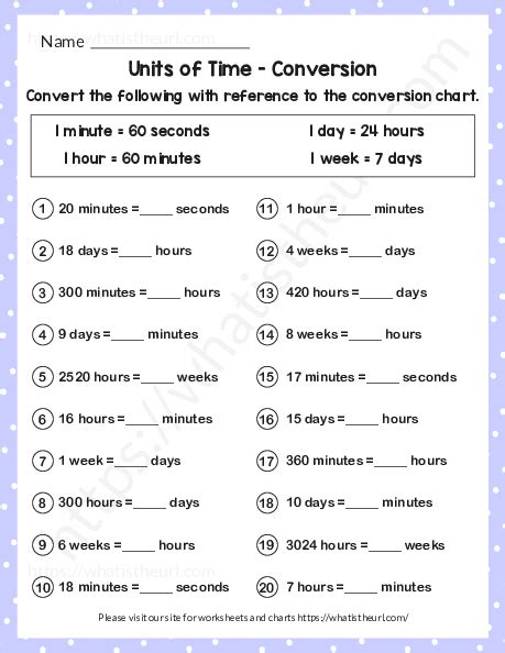 units of time conversion with hours minutes day and week exercise 8