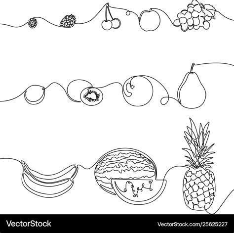 continuous   set fruits design elements vector image