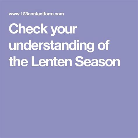 check  understanding   lenten season