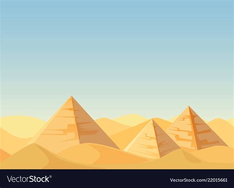 Egypt Pyramids Desert Landscape Cartoon Flat Vector Image