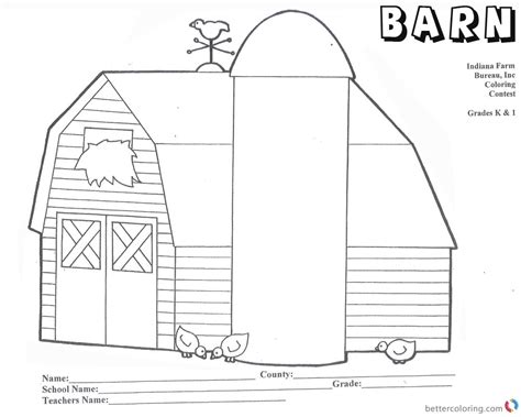barn coloring pages barn   chicks worksheet  printable