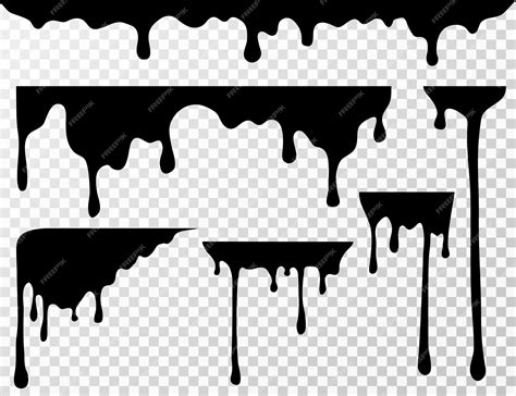 premium vector black dripping oil stain liquid drips  paint current ink silhouettes isolated