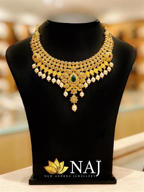 beautiful traditional gold necklace haram designs south india jewels