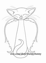Angel Cat Coloring Printable Digital Kitty Digi Stamp Sold Etsy sketch template