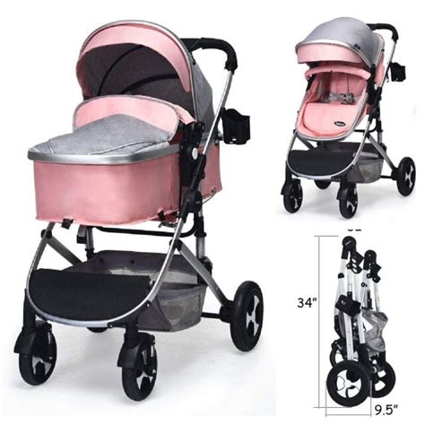 pink infant stroller  newborn baby pushchair lightweight foldable     ebay