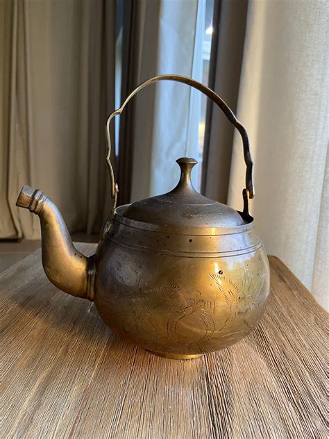 vintage brass teapot etsy
