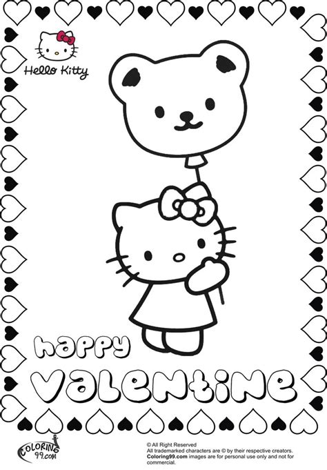 valentines day coloring pages  kitty pics super coloring