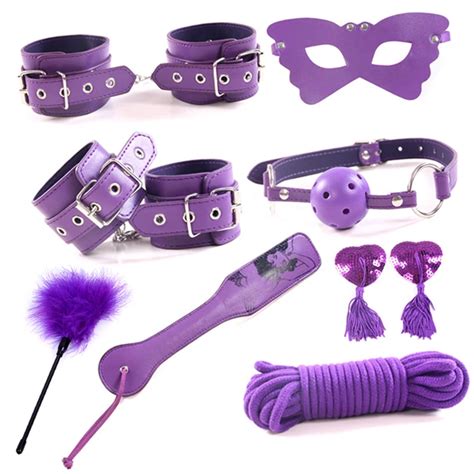8pcs sex bondage kit set leather fetish adult games handcuffs gag whip