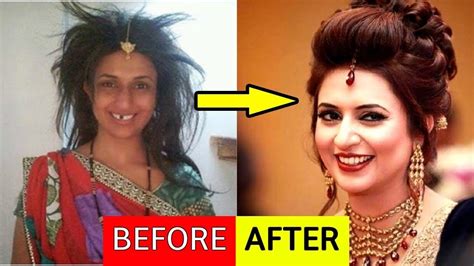 Bollywood Actress Before And After Makeup Wavy Haircut