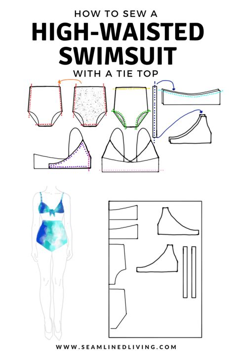 sew  high waisted swimsuit diy bikini pattern