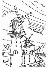 Coloring Windmill Getcolorings Windmills Over sketch template