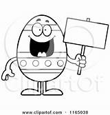 Easter Egg Clipart Mascot Holding Sign Happy Cartoon Cory Thoman Outlined Coloring Vector Quotes Quotesgram sketch template