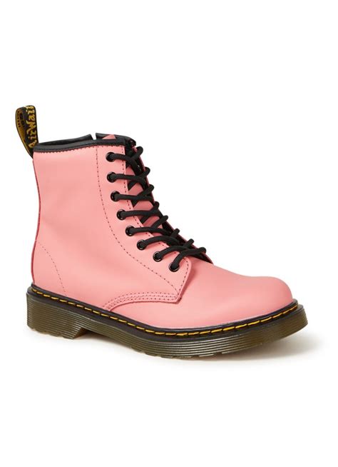 dr martens   biker boot van leer roze de bijenkorf