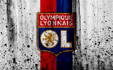 wallpapers fc olympique lyon  logo ligue  stone texture olympique lyon grunge