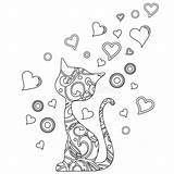 Book Coloring Cat Hearts Kids Butterfly Illustration Vector sketch template