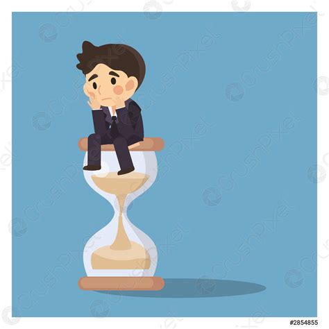 Businessman Keep Sitting And Waiting On A Hourglass Business Concept