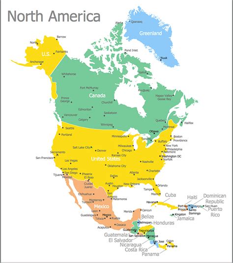 north america printable map