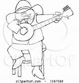 Cowboy Lineart Banjo Playing Illustration Cartoon Djart Royalty Clipart Vector 2021 sketch template