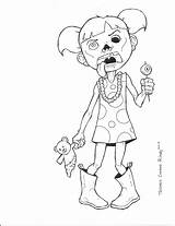 Zombie Coloring Pages Disney Cute Girl Halloween Zombies Cartoon Christmas Book Fox Adult Printable Color Print Fall Inspiration Halloweenpyssel Och sketch template