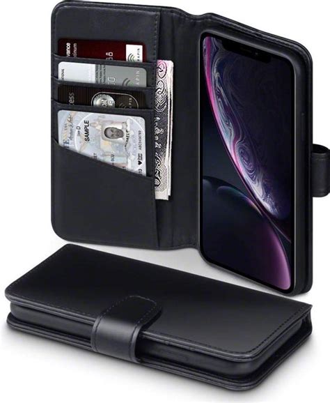 bolcom apple iphone xr hoesje mobydefend luxe echt leren bookcase zwart telefoonhoesje