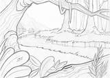 Jungle Coloring Pages Drawing Forest Scenery Scene Easy Pencil Colouring Simple Drawings Landscape Rainforest Jumanji Background Printable Line Color Landscapes sketch template