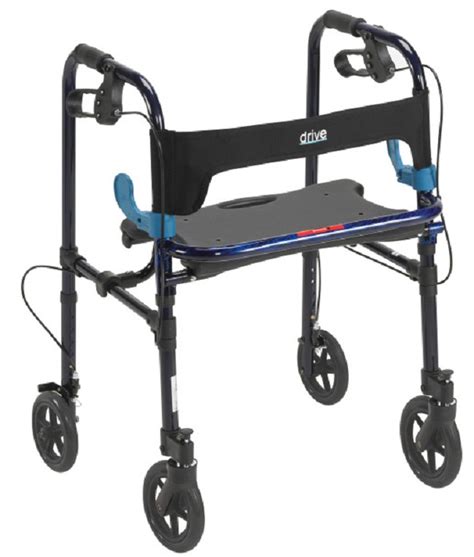 drive medical clever lite easy folding rollator walker  seat