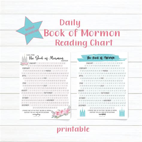 daily book  mormon reading chart instant  etsy