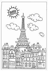 Kids Paris Postcards Travel Coloring Downloadable Pages Printable Thefamilybackpack Postcard Eiffel Tower Books sketch template
