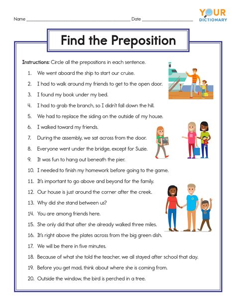 preposition worksheets  printables  practice