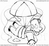 Man Parachuting Happy Coloring Clipart Cartoon Outlined Vector Cory Thoman Royalty sketch template