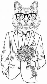 Coloring Pages Cat Hipster Adult Cool Cats Girl Adults Book Color Printable Coloriage Animaux Books Colouring Blank Dessin Getcolorings Smooth sketch template
