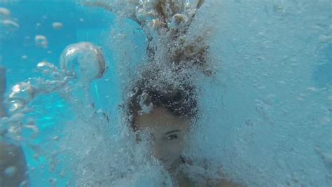 Beautiful Girls In Bikini Swimming Underwater Stock Video Footage