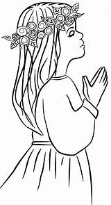 Communion First Holy Komunia Clipart Dziewczynka święta Pierwsza Digi Coloring Stemple Girl Library Clip Pages Kolorowanki Visit sketch template