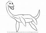 Elasmosaurus Dinosaur Drawing Train Mrs Mr Draw Cartoon Step sketch template