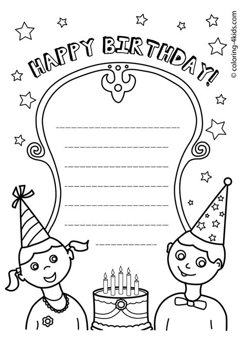 happy birthday coloring page printable