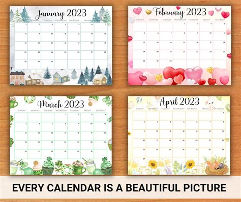 editable monthly calendar  bundle cute printable fillable etsy