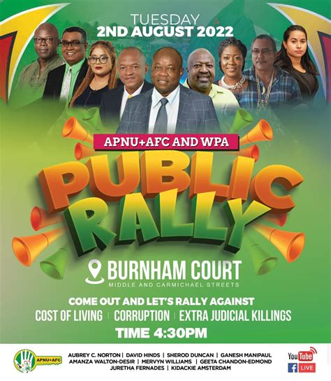 apnuafc wpa  hold rally  burnham court stabroek news