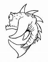 Monster Fish Pages Coloring Surprised Fossil Drawing Sharp Teeth Color Clipartmag Colorluna sketch template