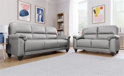kenton small light grey leather  seater sofa set furniture choice