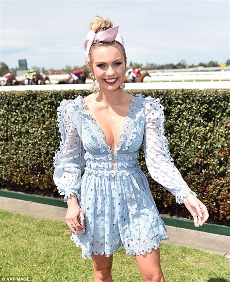 Elyse Knowles Puts On A Busty Display At Caulfield Cup Day