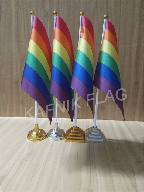 Kafnik Bandera De Escritorio Para Mesa Arcoíris Gay Lgbt 14x21cm