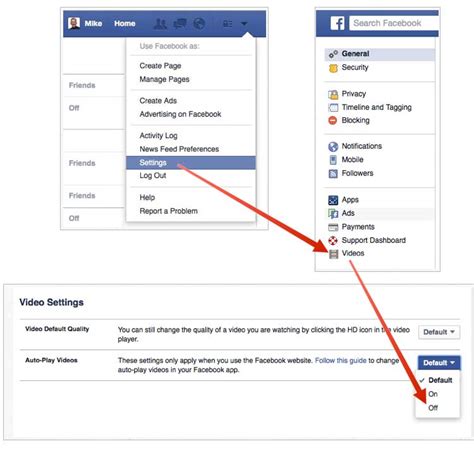 how to turn off facebook video auto play