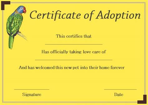 pet adoption certificate printable pet adoption certificate