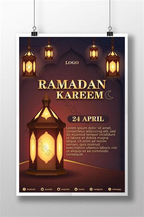 islamic ramadan festival green poster design template