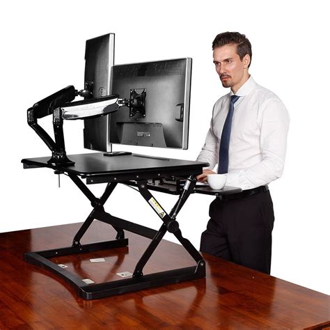 top   adjustable standing desks  dual monitors designbolts